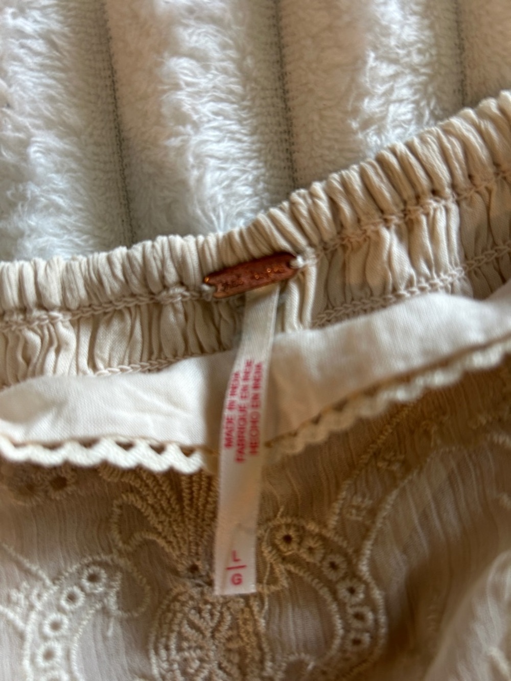 Free People Cream Textured Maxi Dress with Puff Sleeves - Picture 5 of 7